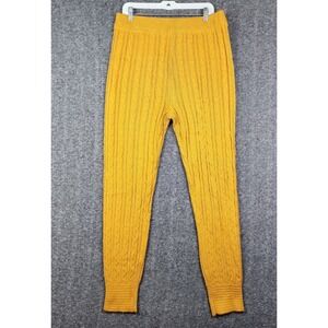 Love 83 Cable Knit Jogger Pants Womens 2XL Mustard Yellow Loungewear 29826X